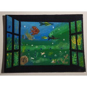 WINDOW-2 Black Shadow Under the lake window Signed By "CANNOOVA"